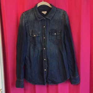 JCrew Button Down Jean Shirt with Pearl Buttons